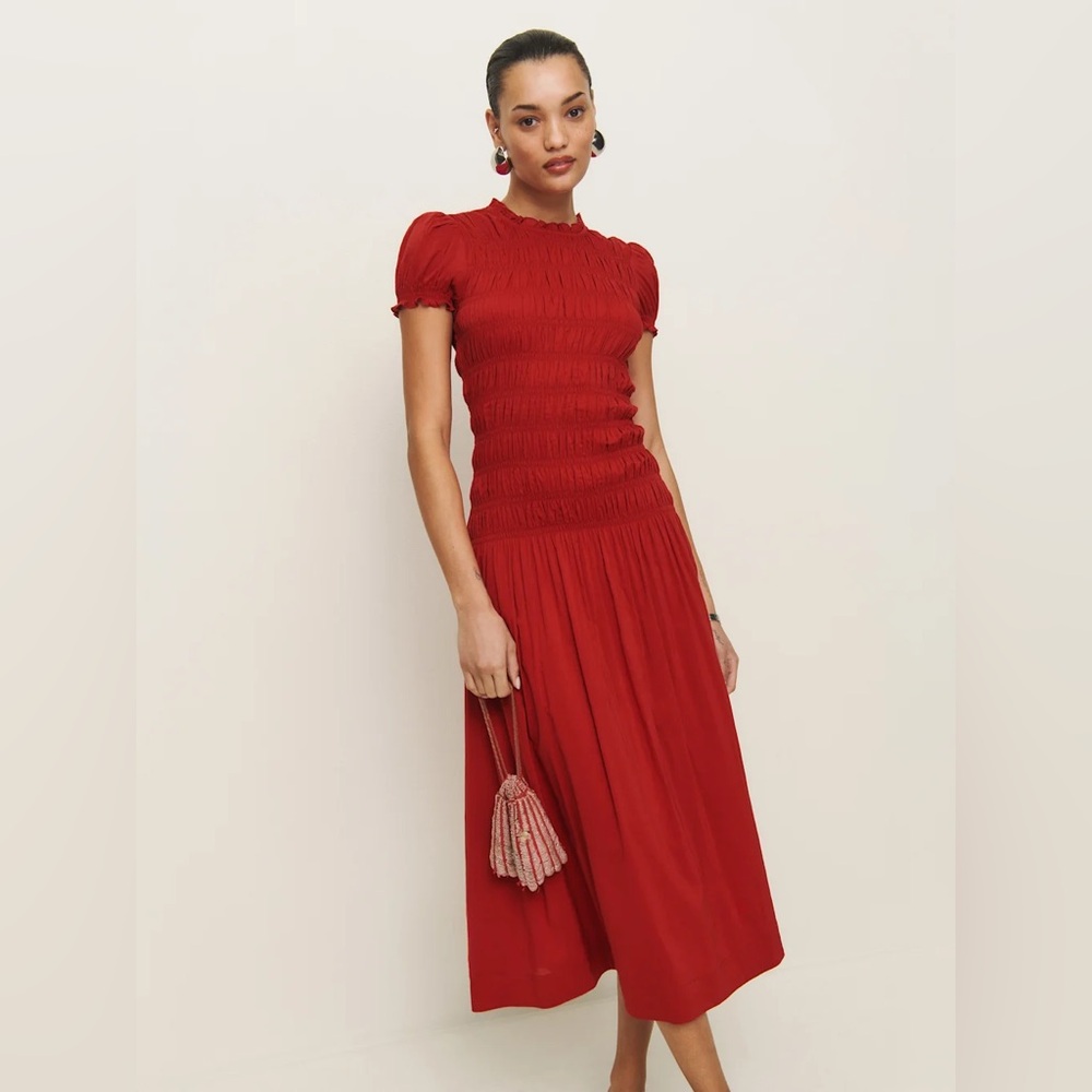 Reformation Kiria Dress in Lipstick Red. Brand new without tags, never worn. - Picture 2 of 16